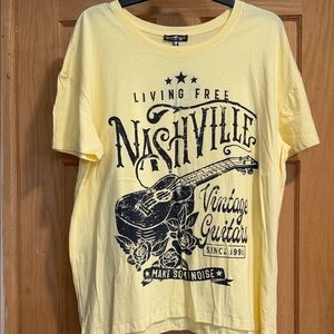 Nashville Vintage Guitar Graphic Tee - Yellow Crewneck